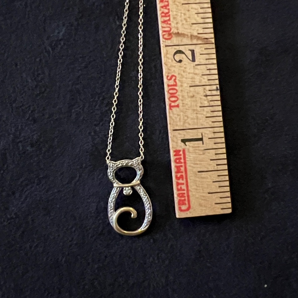 Vintage 925 Gold over Sterling Silver cat pendant and necklace